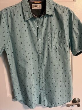 Free Planet Men's Light Green Cotton/Poly Short Sleeve Shirt Size Medium